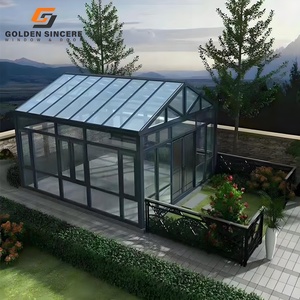 GS Moderna Casa de Cristal con Techo Inclinado de Aleación de Aluminio para Exteriores, Terraza Móvil, Solárium, Jardín, Patio - Product Image 2
