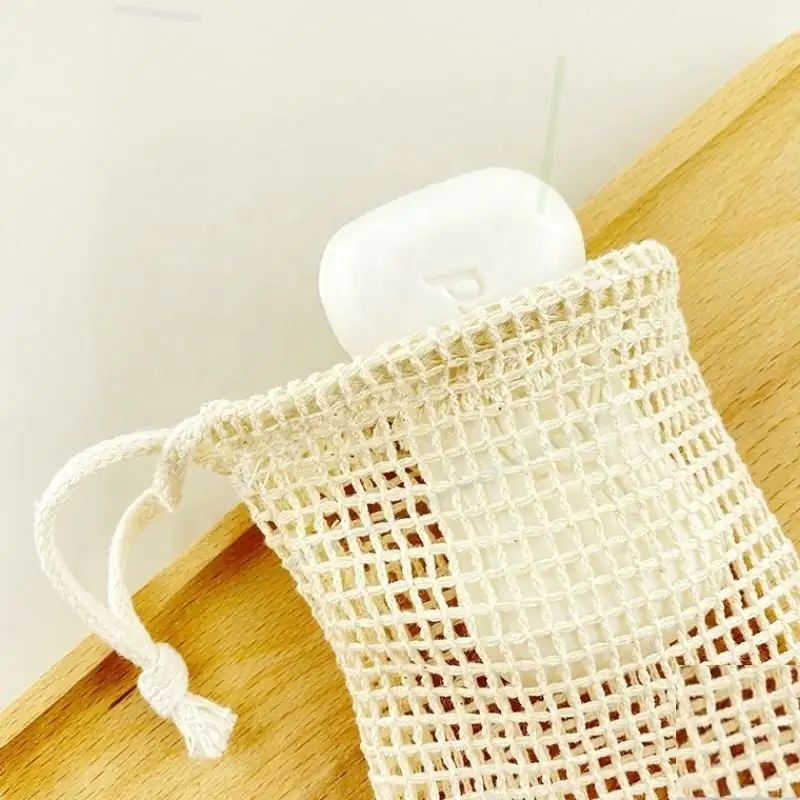 Sacchetto netto di vendita caldo del risparmiatore del sapone del cordone del sacchetto della maglia del sapone del cotone naturale