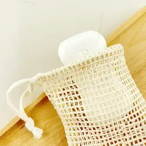 Hot Selling Natural Cotton Soap Mesh Tasche Kordel zug Soap Saver Netz beutel