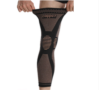 Genouillères longues en cuivre antidérapantes, manchon de jambe complet en nylon tricoté pour le soutien des jambes, soulagement de la douleur, sport et gym