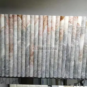 고급 실내 가정 장식 벽 및 바닥 타일 수입 금 및 흰색 대리석 곡선 리플 슬래브 이탈리아 스타일 플루트 타일