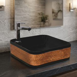 Dernier Tableau Ci-dessus Évier Européen Antique Rectangulaire Noir et En Bois En Céramique Lavabo Lavabo - Product Image 1