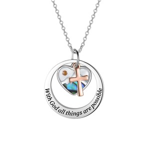 DAIHE acier inoxydable foi croix collier graine | Avec Dieu toutes choses sont possibles pendentif | Bijoux chrétiens inspirants - Product Image 1