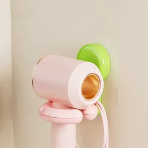 Wall Mounted Punch-Free Hair Dryer Holder Reusable <b>Plastic</b> Suction Cup Rack with Waterproof Feature Simple Style <b>Storage</b> Shelf - Product Image 6