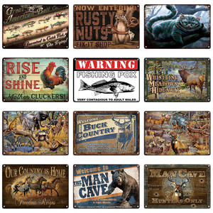 Vente en gros d'affiches drôles de poulets et de pêcheurs en métal pour la décoration murale de la maison de la ferme, faciles à suspendre - Product Image 2