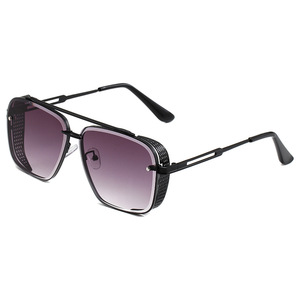 Lunettes de <span class=keywords><strong>soleil</strong></span> métalliques de haute qualité, style steampunk, dorées, <span class=keywords><strong>miroir</strong></span>, carrées, à dessus plat, pour hommes - Product Image 6