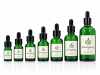 Flacon compte-gouttes en verre vert pour huile essentielle, sérum d'aromathérapie, 100 ml, bouchon argenté, flacons cosmétiques vides, impression personnalisée, 100 pièces