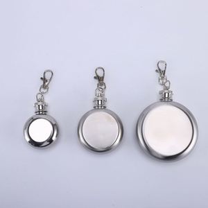 Hot Selling Stainless Steel Portable Whiskey Hip Flask 1Oz Round Keychain <b>Wine</b> Flask for Whiskey Alcohol Liquor Blank Bottle - Product Image 1