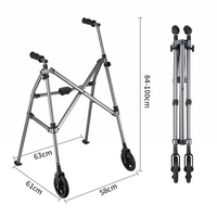 Déambulateur pliable réglable en hauteur, assistant de marche robuste en aluminium, dispositif léger pour la marche quotidienne sur de courtes distances pour les personnes âgées