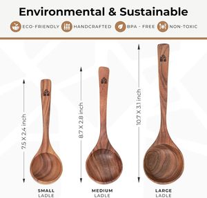 Juego de utensilios de cocina de madera de teca Natural, 3 uds., cucharas de cocina antiadherentes, espátula, herramientas para servir - Product Image 5