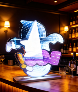 Infinite Tunnel Mirror <b>Lamp</b> | 3D Visual Art Decor Light | Customizable Acrylic LED <b>Table</b> <b>Lamp</b> with Cutting Service for Home Bar - Product Image 6