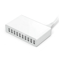 Chargeur USB rapide de bureau familial 60W 10 ports, alimentation murale multi-ports USB intelligents pour iPhone/iPad/Galaxy S23