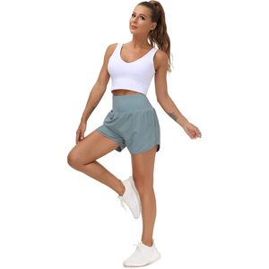 Pantalones cortos deportivos de cintura alta para mujer FOXA con forro y bolsillos con cremallera - Product Image 5