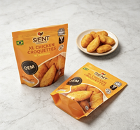 Sachet Doypack Orange Personnalisé Imprimé avec Fermeture Ziplock pour Croquettes de Poulet Surgelées, Emballage Alimentaire en Mylar