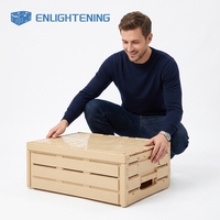 Caisse de rangement pliable en plastique écologique réutilisable, aspect bois, ventilée, empilable et recyclable