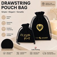 Bolsa de Terciopelo Negra a Prueba de Polvo para Auriculares, Cables, Electrónicos, Artículos de Aseo, Organizador de Viaje, Bolsa de Terciopelo con Cordón, Tamaño Personalizado