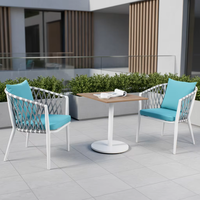 Mobilier de restaurant moderne pour balcon 3 pièces table basse de jardin bistrot et chaise de salle à manger en corde