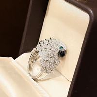 Bague de fiançailles de luxe personnalisée en argent sterling 925 avec micro-pavés de zircon cubique, bague perroquet