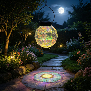 Lámpara Solar Colgante Prismática Iridiscente Vintage, LED Blanco Cálido, Impermeable, Hecha a Mano, Portátil, para Jardín, Parque, <span class=keywords><strong>Exterior</strong></span> - Product Image 2