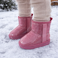 Bottes de neige mi-mollet pour enfants, automne/hiver, tige en PVC, doublure et semelle intérieure en fourrure Teddy, semelle extérieure en TPR, chaudes, imperméables, OEM ODM