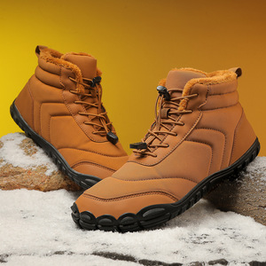 Bottes de neige unisexes, bottines à bout rond, tige synthétique, doublure en fourrure, semelle extérieure en caoutchouc, imperméables, chaudes, antidérapantes pour l'hiver - Product Image 2
