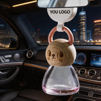 Diffuseur de voiture de luxe sculpté en forme de chat avec couvercle en bois pour décoration intérieure moderne, vente en gros, marque privée, ensemble premium