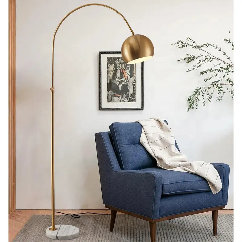 Home Decor Luxury Classic Modern Floor Lighting Bedroom Nordic Style Gold Metal Shade Standing Led Floor Lamp