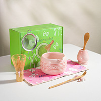Ensemble de fouets à matcha 4-7 pièces, Fournisseur en gros, Kit de matcha en céramique, Bol, Support pour fouet, Cuillère en bambou, Essuie-tout, Chasen, Chashaku, Tamis