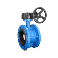 Vanne papillon à double bride à joint souple à engrenage à vis sans fin manuel en fonte ductile pour l'industrie de l'eau haute température DN50-DN1200