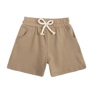 Celana pendek anak kasual warna permen, celana pendek solid, celana katun 100% untuk anak-anak musim panas