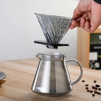 Carafe à café pour infusion manuelle en verre, type bouilloire, pour thé, avec filtre transparent, pour barista