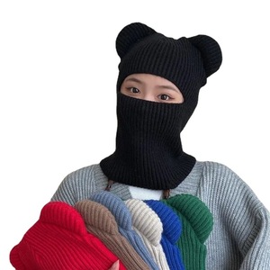 Pasamontañas de punto para mujer con orejas de oso, de fibra acrílica, a prueba de viento, gorro de invierno para ciclismo y uso al aire libre - Product Image 5