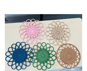 Sottopiatto Floreale di Lusso Fatto a Mano, Tovaglietta in Rattan Naturale a Forma di Fiore, Materiale Premium in Rattan Naturale - Product Image 5