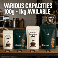 Sacs à café personnalisés, imprimés sur mesure, qualité alimentaire, faible MOQ, impression numérique, pochette mate autoportante avec valve, sacs d'emballage pour grains de café