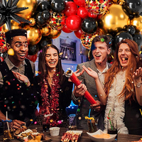 Kit de Guirnalda de Globos Rojos, Negros y Dorados, Arco de Globos de Látex con Confeti de 5, 10, 12 y 18 Pulgadas, Globos Estrella, para Fiestas de Cumpleaños