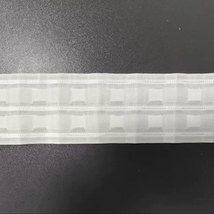 Ruban de plissage moderne et robuste pour rideaux, plissé crayon, en polyester, avec cordon de serrage, 2 rangées de poches à crochets, pour tringles à rideaux, blanc - Product Image 2