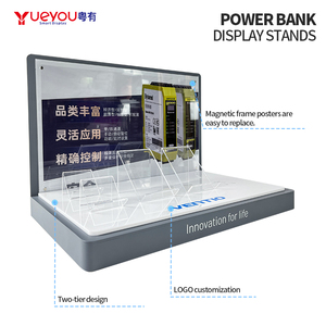 Support d'affichage multifonctionnel moderne 3+3 avec panneau magnétique détachable, base épaisse, banque d'alimentation, support transparent, électronique - Product Image 2