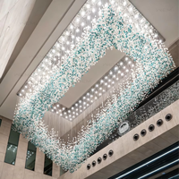 Lustre sur mesure pour hall d'hôtel, grand projet de verre, style moderne et luxueux, pour hall d'hôtel, villa, salon