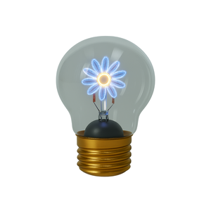 Lampadina in Vetro con Fiore Blu, Luce LED a Candela, Lampada Decorativa - Product Image 1