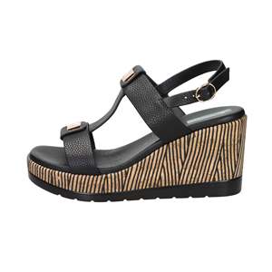 Sandalo con Zeppa Space Moda da Donna Nero 51402 con Tacco in Sughero e Plateau - Product Image 1