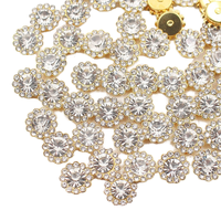 Rhinestone Kaca Bulat Motif Bunga Matahari Berlapis Emas untuk Aksesoris Pakaian dan Rambut Buatan Tangan