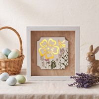 Lampe décorative en bois avec motif floral personnalisé N-Concept, boîte à lumière LED, lampe décorative en bois sculpté encadrée, lumière de décoration murale pour la maison
