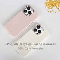 Étui de téléphone écologique en fibre de maïs recyclée, étui de téléphone composite biodégradable pour iPhone 15 16, étui en cuir PU