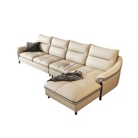 Ensemble de canapés en cuir véritable Foshan en forme de L pour petits appartements, design moderne et simple, cuir de vachette pleine fleur, chaise longue d'angle