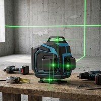 Niveau laser infrarouge vert 4D à 16 lignes, auto-nivelant, précision 2 mm/7 m pour marquage de plafonds et de murs intérieurs