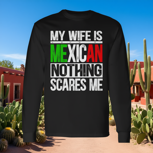 Mi esposa es mexicana, nada me asusta, camiseta de manga larga para marido - Product Image 3