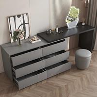 Coiffeuse de luxe rétractable style crème avec miroir LED Cloud et panneau doux pour la peau, pour chambre à coucher