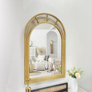 Espejos de pared de longitud completa de madera de bambú natural decorativos ecológicos de 60x90cm, <span class=keywords><strong>espejo</strong></span> vertical de arco de bambú grande para <span class=keywords><strong>Baño</strong></span> - Product Image 2