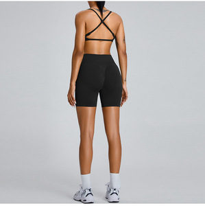 Adjustable Strap Yoga <b>Bra</b> V Back Shorts <b>Set</b> 2 Pcs Sportswear <b>Sexy</b> Cross Back Fitness Yoga <b>Set</b> Seamless Active <b>Set</b> - Product Image 5
