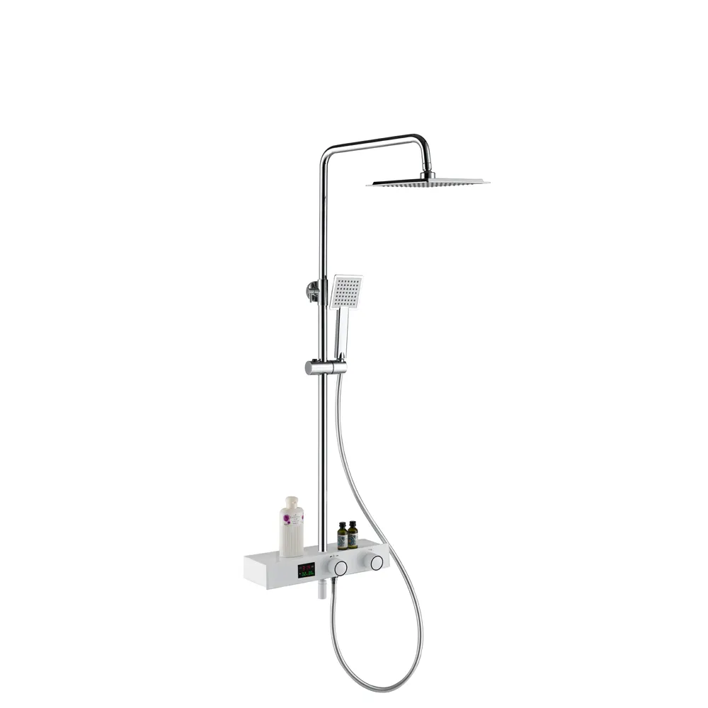 Vòi hoa sen hiện đại cột thiết lập nhà khách sạn Brass màn hình kỹ thuật số vòi hoa sen Mixer rainshower đầu Kệ tấm tắm vòi W tay vòi hoa sen